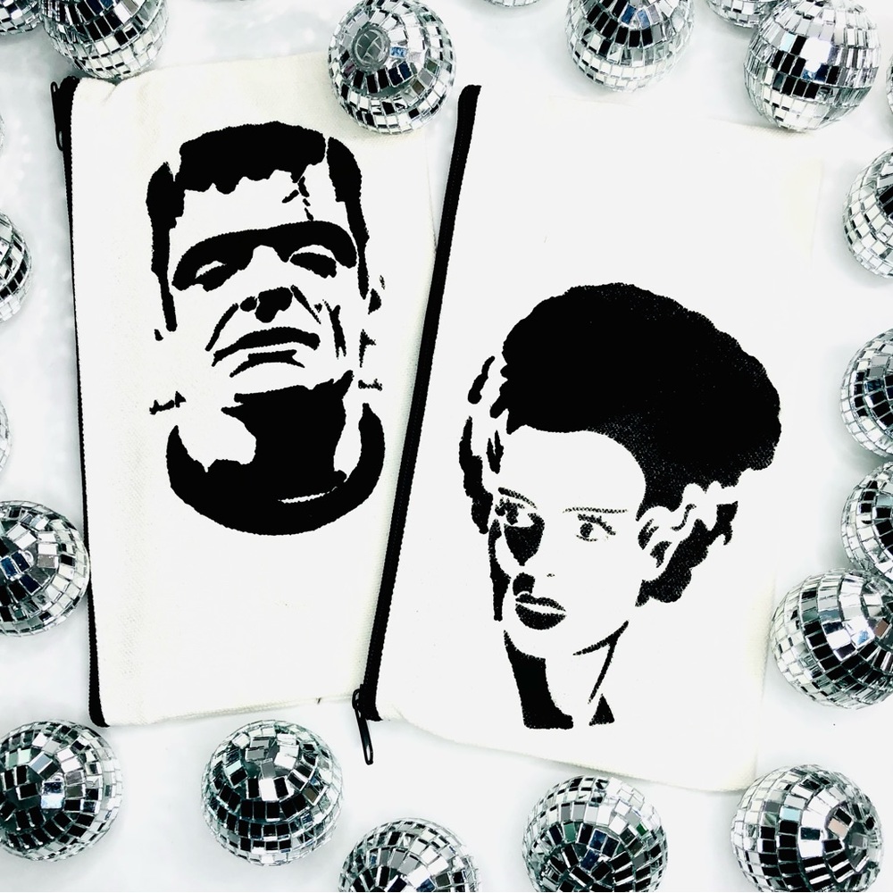 🖤Bride of Frankenstein/ Frankenstein Double Sided, Handprinted Multi-use Bags🖤